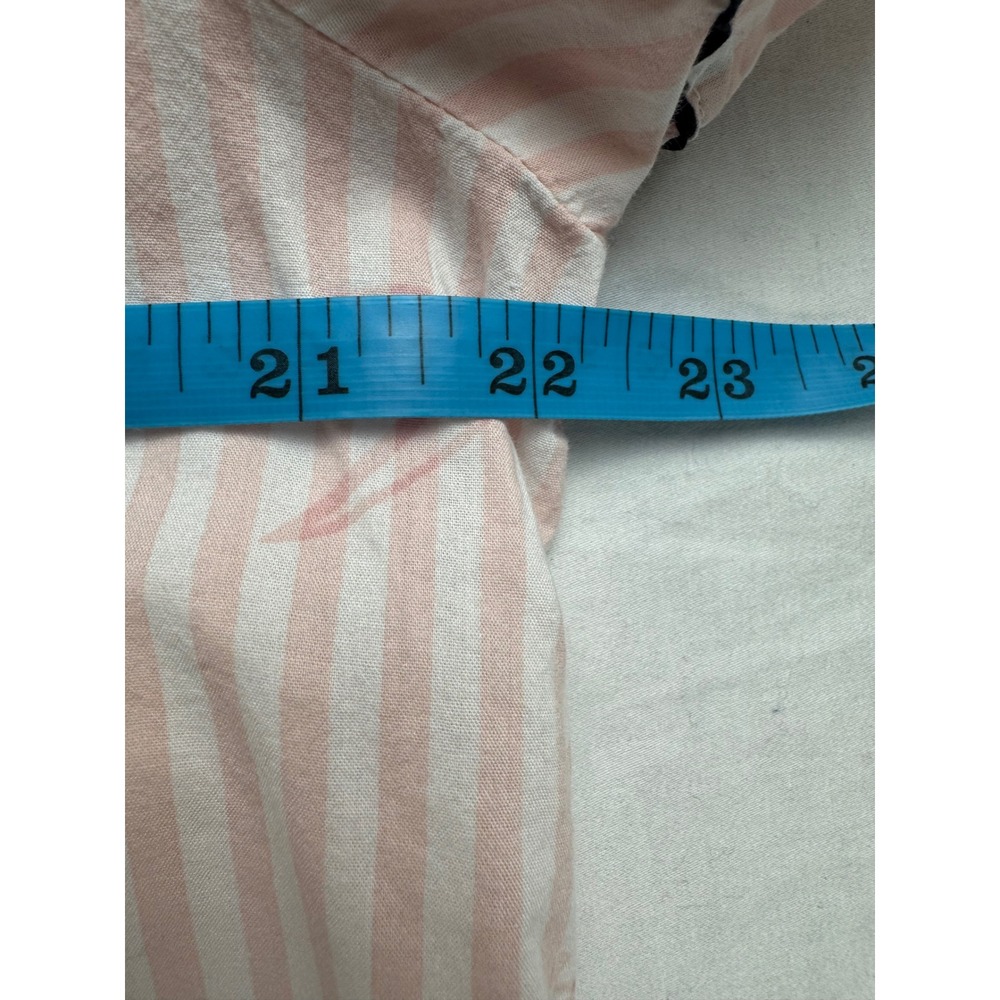 Victoria's Secret Pink Stripe V Logo Pajama Top Short Sleeve Button Up Sleepwear - Picture 6 of 9